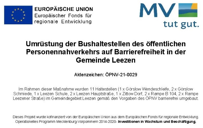 Bauschild zur Förderung zur Umrüstung der Bushaltestellen
